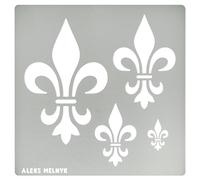 Aleks Melnyk No.250 Pochoir en métal, motif fleurs de lys, fleur de lys français, ornement, vintage, motifs, pour gravure sur bois, pyrogravure, artisanat, art, bricolage