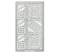 Aleks Melnyk No.433 Pochoir en métal, motifs et symboles aztèques, petit pochoir, 1 pièce, modèle pour la combustion du bois, la gravure, l'artisanat, le scrapbooking, l'art