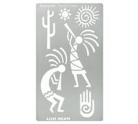 Aleks Melnyk No.434 Pochoir en métal, divinité de la fertilité Kokopelli, motifs pétroglyphes, petit pochoir, modèle pour la combustion du bois, la gravure, l'artisanat, le scrapbooking, l'art