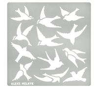 Aleks Melnyk No.468 Pochoir en métal, de nombreuses hirondelles volent dans le ciel, oiseaux, animaux, petit pochoir, modèle pour la combustion du bois, la gravure, l'artisanat, le scrapbooking