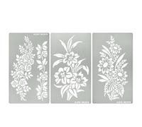 Aleks Melnyk No.511 Lot de 3 pochoirs en métal, branche de fleurs de rose, vigne, tourbillons, fleurs de feuilles, petits pochoirs, pour gravure sur bois, gravure, artisanat, scrapbooking, art