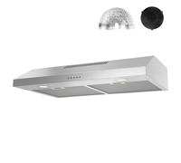 Alemania Hotte aspirante sous armoire de 76,2 cm, ventilateur d'échappement de cuisine en acier inoxydable 300 CFM, hotte d'aération de poêle convertible sans conduit avec filtre à charbon et tuyau