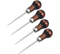Alène de Couture en Cuir, 4 pcs Alène en Cuir Poinçon Cuir Outil poinçon manche en bois Outil De Couture Bricolage Cuir Artisanat Couture Poinçon Cuir Outil De Couture Poinçon de Perforation en Cuir
