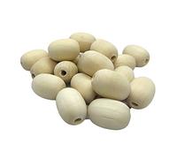 Alenybeby Lot de 50 perles ovales en bois naturel, 15 x 12 mm, trou de 3 mm, fabrication de bijoux (20 mm x 13 mm)