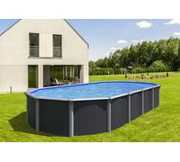 Piscine ovale métal hors sol 6,40 x 3,95 x 1,32m gris anthracite OSMOSE TRIGANO