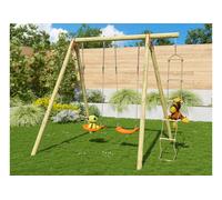 Aléo by Trigano Portique 2 balançoires en bois traité + échelle de corde - Tiridou - J-15357P6