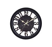 ALEOHALTER Horloge murale d'extérieur silencieuse en métal sans tic-tac à suspendre pour terrasse, jardin, piscine, maison, bureau, école, cuisine (noir)