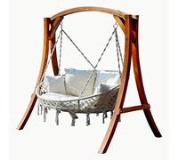 ALEOS. AS-S Balançoire de Jardin Hollywood en Bois avec Chaise Suspendu Pliables Maui