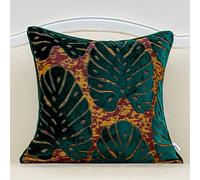 Alerfa 45,7 x 45,7 cm Housse de coussin carrée en velours brodé Coupé Luxe Moderne Lombaire Throw Pillow Cover Coussin décoratif pour Canapé Salon Chambre Voiture Bleu marine Moderne 18 x 18 bleu