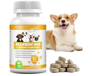 Alergia Ayuda para Perros Lot de 180 comprimés d'allergie pour chiens contre les allergies et les démangeaisons et pour renforcer le système immunitaire, soulage les allergies saisonnières