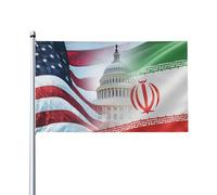Alerte De Guerre Mondiale Des États-Unis Et De L'Iran Bannière Décoratif Drapeaux Résistant Aux Intempéries Garden Flag Pour Jardin Porche Célébrations Pelouse 90X150Cm