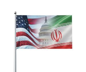 Alerte De Guerre Mondiale Des États-Unis Et De L'Iran Bannière Décoratif Drapeaux Résistant Aux Intempéries Garden Flag Pour Jardin Porche Célébrations Pelouse 90X150Cm
