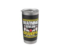 Alerte Papy Bowling Crie Fort À Chaque Lancer Gobelet isotherme en acier inoxydable double paroi