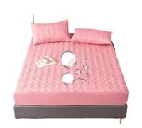 Alèse Imperméable Drap-Housse en Coton Super épais et Chaud avec Bandes élastiques, Housse de Matelas imperméable for lit Double, décoration d'intérieur Luxe pour Maison(Pink,180x200x30cm)
