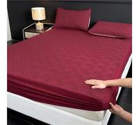 Alèse Matelassée Imperméable,Housse Drap Housse Respirante À Bords Élastiques De 28 Cm De Profondeur pour Les Personnes Qui Ont Chaud La Nuit,Lavable en Machine(Burgundy,100x190cm/39.9x75in)