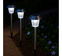 Lumisky Balises solaires ALESIA H39 cm LED blanc froid Métal à planter Lot de 8