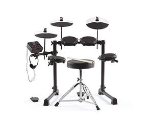 Alesis Debut Kit - Kit de batterie électronique pour enfant avec 4 pads en peau maillée, 120 sons, 100 leçons avec siège, baguettes t casque