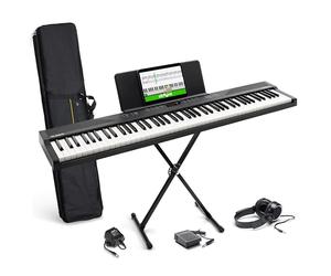 Alesis Recital Play Clavier Piano 88 Touches avec Accessoires | Portable, 480 Sons, Modes Split/Layer, Inclus Cours, Stand, Pédale de Sustain, Casque, Housse de Transport