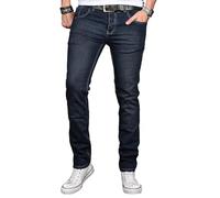 ALESSANDRO SALVARINI Jean slim fit pour homme en denim stretch délavé, Bleu indigo, 31W x 32L
