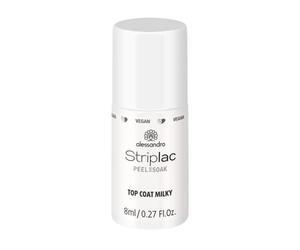 alessandro Striplac Peel or Soak - Vegan Top Coat Milky - Vernis à LED pour un vernis couleur laiteuse - Pour des ongles parfaits en 15 minutes, 8 ml