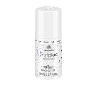 alessandro Striplac Top Coat Black Glitter - Couche de finition UV pour une brillance brillante - Séchage rapide et protecteur - Végétalien et sans cruauté envers les animaux - 8 ml
