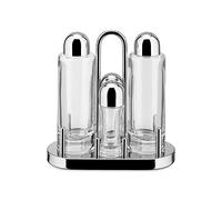 Alessi | 5070 - Ensemble de Porte-condiments Design pour Huile, Vinaigre, Sel et Poivre en Acier Inoxydable 18/10 et Verre Cristallin, Argenté