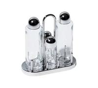 Alessi | 5070 - Ensemble de Porte-condiments Design pour Huile, Vinaigre, Sel et Poivre en Acier Inoxydable 18/10 et Verre Cristallin, Argenté