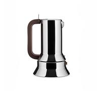 Alessi 9090/3 Cafetière Espresso en Acier Inoxydable 18/10 Brillant, Fond en Acier Magnétique Compatible avec la Cuisson Par Induction, 3 Tasses, Marron