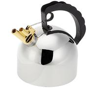 Alessi | 9091 - Bouilloire Design avec Sifflet Mélodique en Laiton en Acier Inoxydable 18/10 et PA, Noir