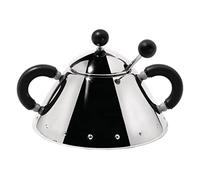 Alessi 9097 B Sucrier avec Petite Cuillère en Acier Inoxydable 18/10 Brillant, Poignées et Pommeau en Pa, Noir
