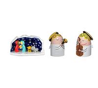 Alessi AGJ01 W Happy Eternity Crèche Design en Porcelain Decorè à La Main avec Figurines de la Sainte Famille, 5 Pièces & Amgi26 Set 1 Angels Band Set de Deux Figurines en Porcelaine