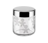 Alessi Akk36 Girotondo Boîte de Cuisine Hermétique en Verre Sérigraphié avec Couvercle en Acier Brillant, 75 Cl, Argent