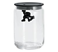 Alessi AMDR05 B Gianni 'A Little Man Holding on Tight' Boîte de Cuisine en Verre avec Couvercle en Résine Thermoplastique, Noir, 90 cl