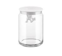 Alessi AMDR05 W Gianni 'A Little Man Holding on Tight' Boîte de Cuisine en Verre avec Couvercle en Résine Thermoplastique, Blanc, 90 cl