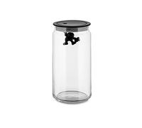 Alessi AMDR06 B Gianni 'A Little Man Holding on Tight' Boîte de Cuisine en Verre avec Couvercle en Résine Thermoplastique, Noir, 140 cl