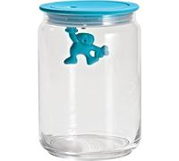 Alessi Amdr06 Gianni a Little Man Holding on Tight Boîte de Cuisine en Verre avec Couvercle en Résine Thermoplastique, Bleu clair, 90 cl