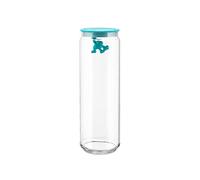 Alessi Amdr08 Gianni a Little Man Holding on Tight Boîte de Cuisine en Verre avec Couvercle en Résine Thermoplastique, Bleu clair 200 cl