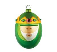 Alessi AMJ13 9 Melchiorre Boule de Sapin de Noël du Roi Mage Melchior en Verre Soufflé, Décorée à La Main, Vert