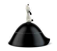 Alessi Ammi19 B Lulà Gamelle Pour Chien avec Couvercle en Résine Thermoplastique, Noir, Bol en Acier Inoxydable 18/10 Brillant