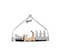 Alessi Bark Crib BM09 - Reproduction Design de la Crèche en Acier Inoxydable avec Détails Dorés, Poli, Silver