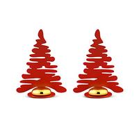 Alessi Barkplace Tree BM16S2 R - Set de Deux Marque-Places en Forme de Sapin de Noël, en Acier Coloré avec Résine Epoxy, Rouge avec Aimant en Porcelaine