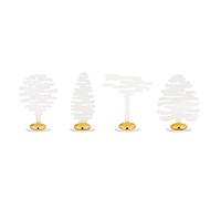 Alessi Barkplace Tree BM18S4 W - Set de Quatre Marque-Places Composé d'un Arbre en Acier Coloré avec Résine Epoxy et Décoration Magnétique en Porcelaine, Blanc