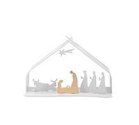 Alessi Bark Crib BM09 W - Reproduction Design de la Crèche en Acier Inoxydable avec Détails Dorés, Poli