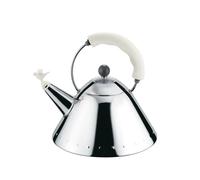 Alessi Bouilloire design 9093 W – Poignée et sifflet en forme d'oiseau, acier inoxydable, blanc