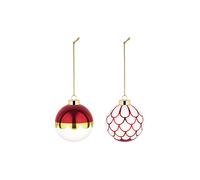 ALESSI Boule de Noël 2 pièces 6cm Blanc/Rouge rouge