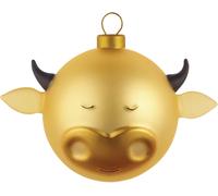 Alessi BUE AMJ13 Bola de Navidad, Boule de Noël en verre soufflé décorée à la main, Design LPWK et Marcello Jori, Hauteur 14,5 cm, Diamètre 9 cm