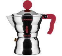 Alessi, Cafetière Espresso de design, corps en aluminium, poignée et bouton en résine thermoplastique, 1 tasse