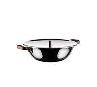 Alessi edo PU308 Wok en Trilaminé avec couvercle en acier inoxydable, poignées et bouton en acier inoxydable avec revêtement en PVD, marron