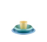 Alessi Giro Kids Collection UNS05S2 - Set de Table pour Enfants, Clair et Coloré, Mélamine, Bleu Clair - Vert et Jaune