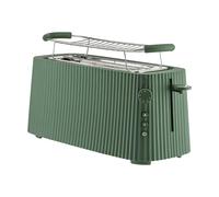 Alessi Plissé MDL15 GR - Grille-Pain à Double Compartiment Long, en Résine Thermoplastique, Chauffe-Croissants en Acier Inoxydable 18/10 et Résine Thermoplastique, Fiche Européenne 1700 W, Vert